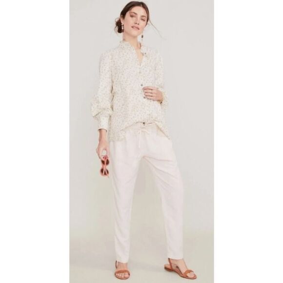 Hatch Drawstring The Linen Paper Bag Pants Maternity Sz. 0 (US 0-2) - Picture 1 of 11